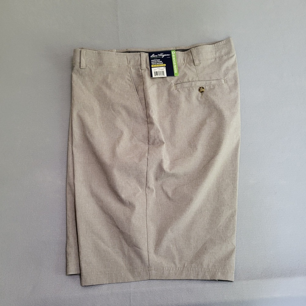 NWT Ben Hogan Performance Shorts Men's 46 Moisture Wicking Stretch Khaki Heather